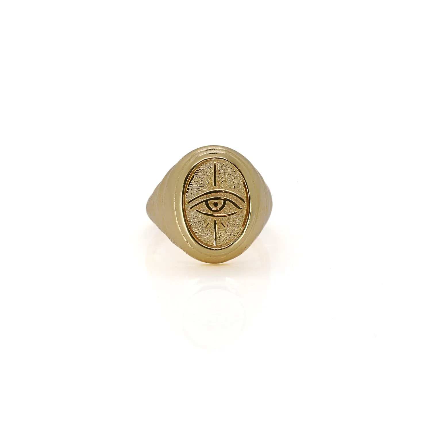Gold Vermeil Evil Eye Signet Adjustable Ring