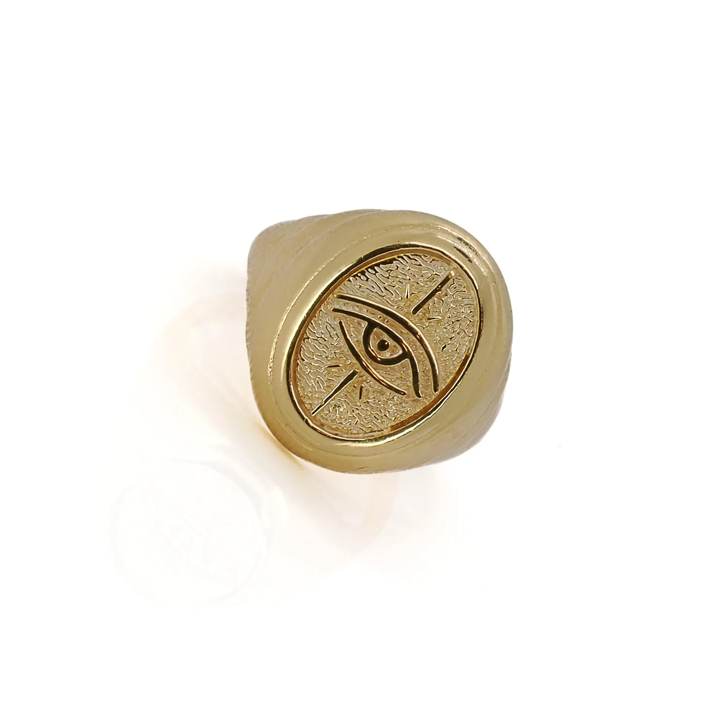 Gold Vermeil Evil Eye Signet Adjustable Ring