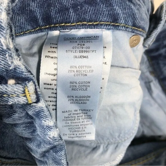 Good American Good Boy Slit Hem Jeans Size 4 28