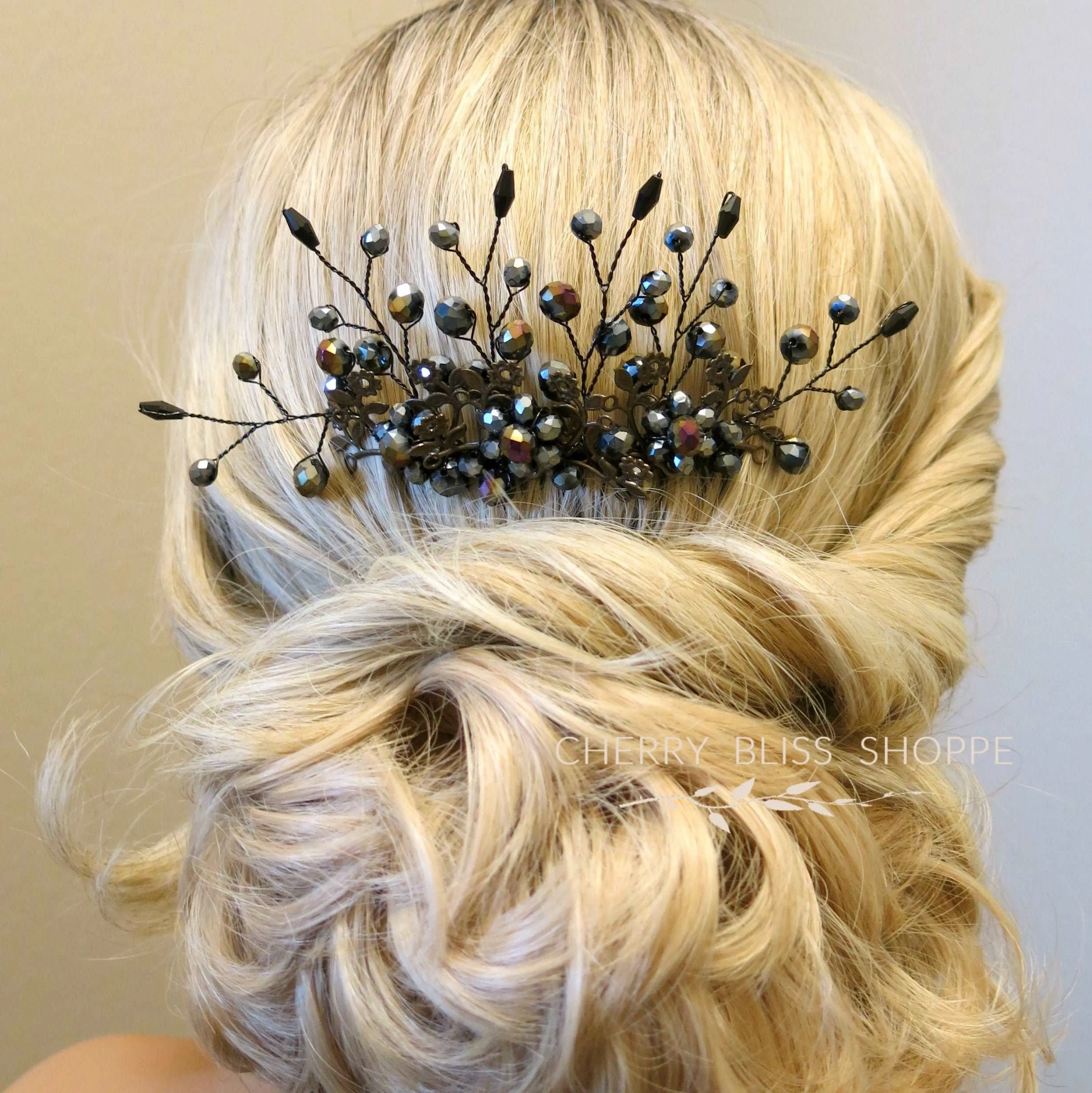 Gothic Style Black Hair Comb, Gun Metal Hair Piece, Halloween Vampire Cosplay Hairpin Headpiece
