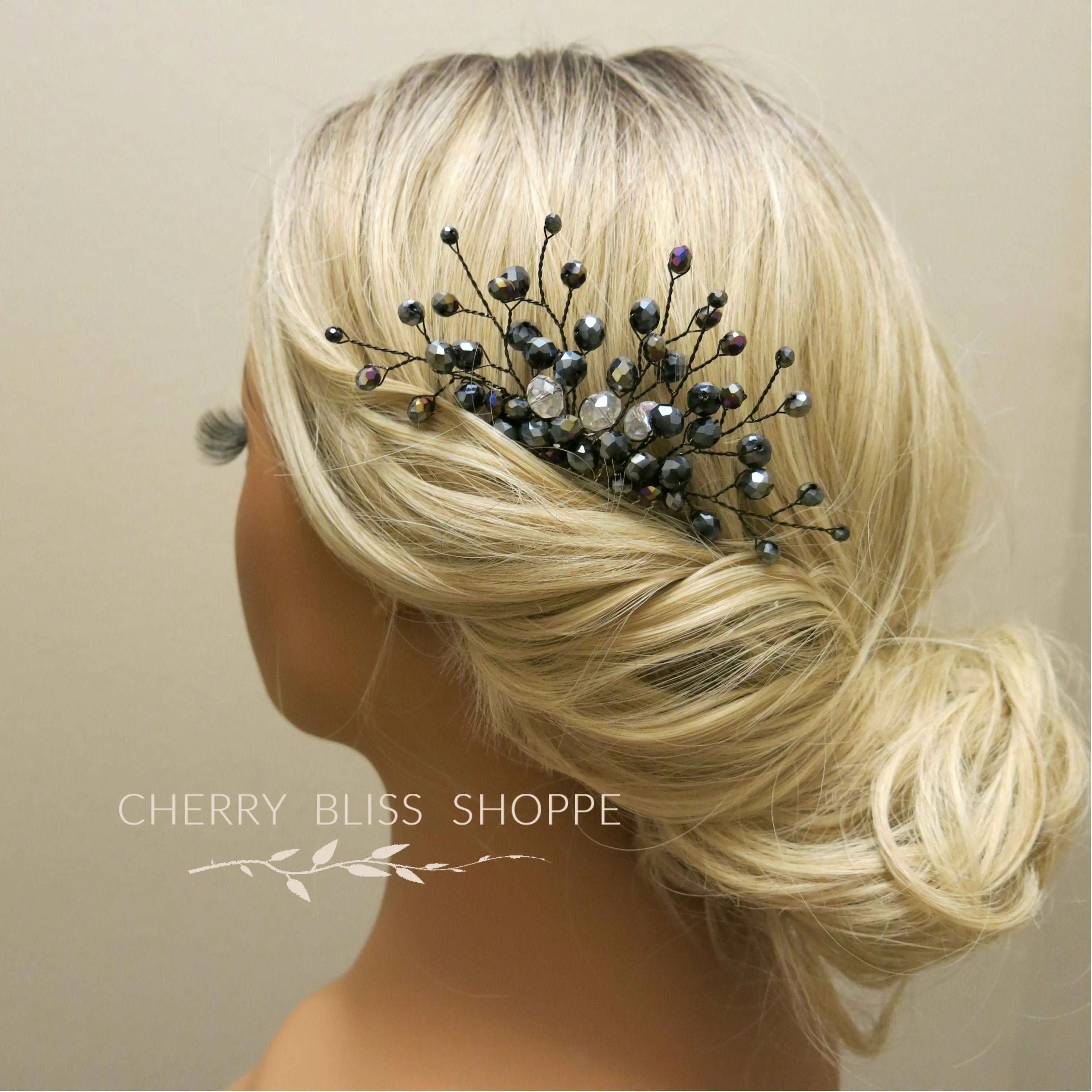 Gothic Style Black Hair Comb, Gun Metal Hair Piece, Halloween Vampire Cosplay Hairpin Headpiece