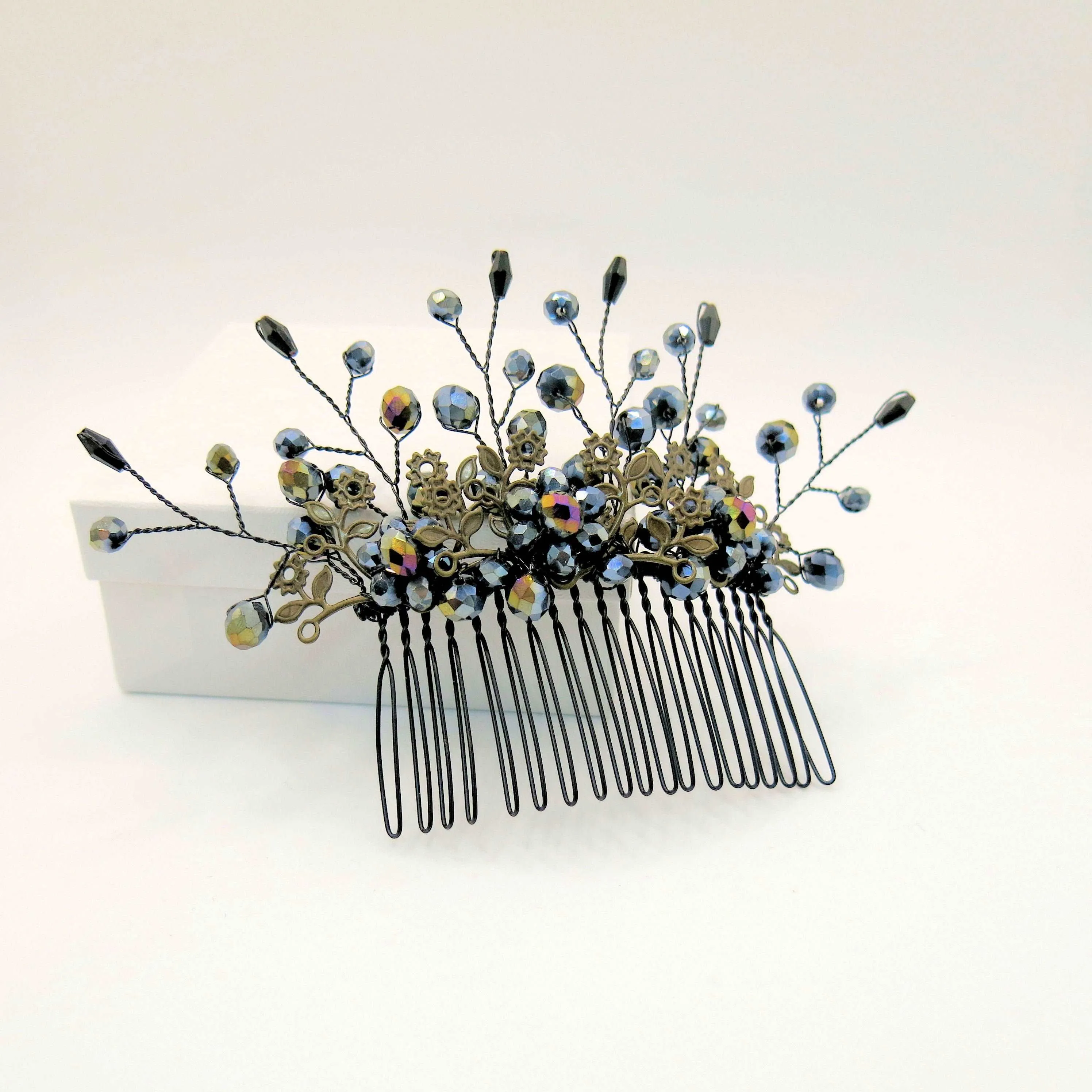 Gothic Style Black Hair Comb, Gun Metal Hair Piece, Halloween Vampire Cosplay Hairpin Headpiece