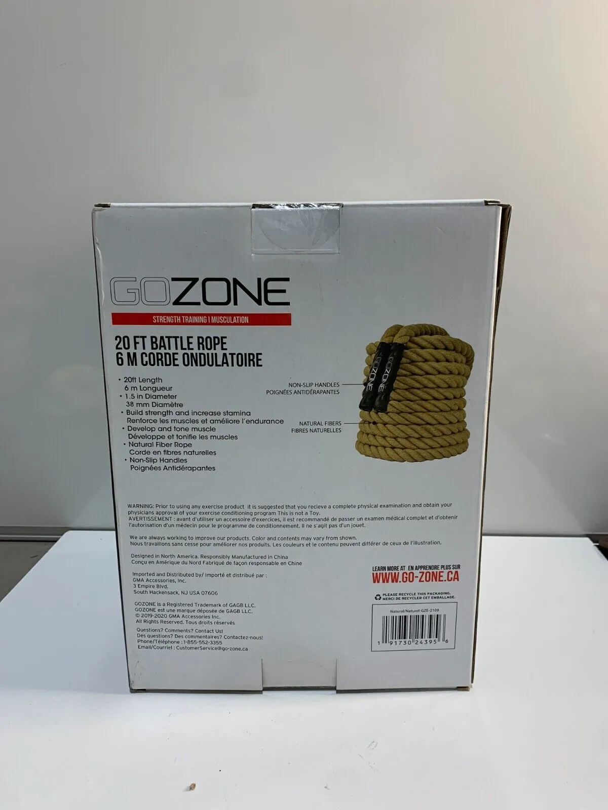 GoZone 6m Wave Rope - Natural/Black With Rubberized Handle