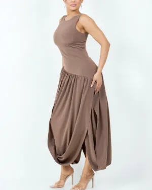 Graceful Allure Bubble Maxi Dress – Elegant Split Hem Dress