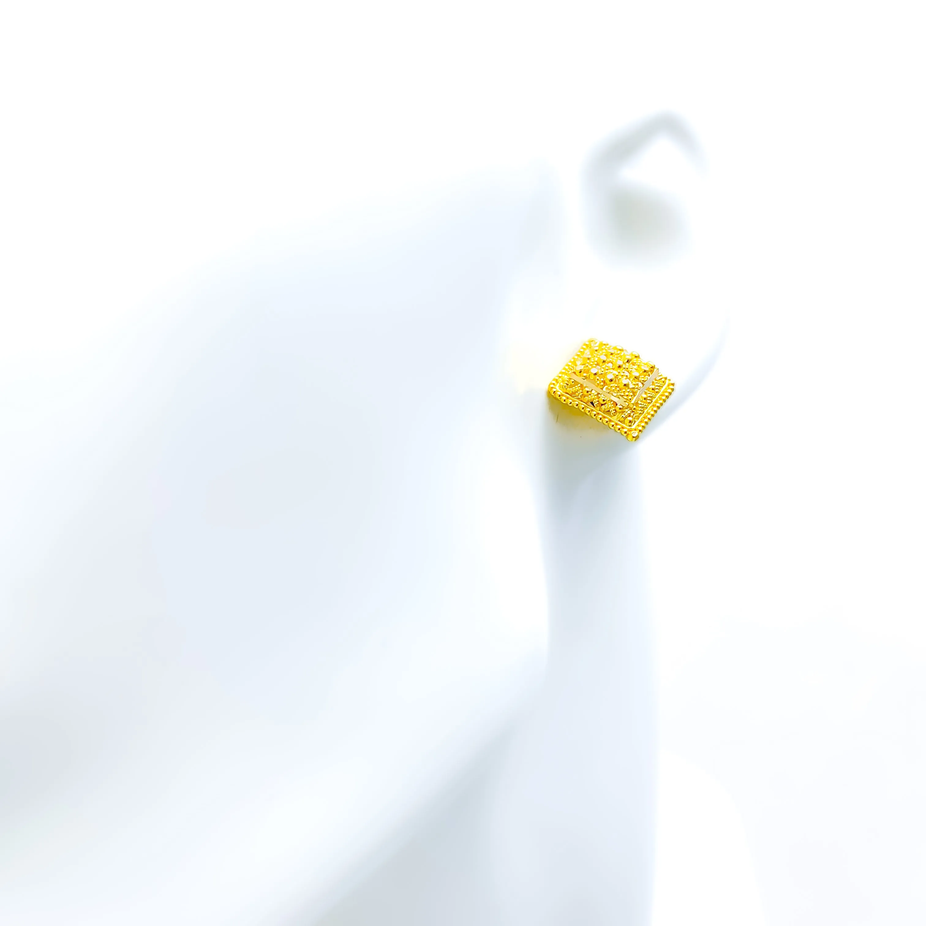 Graceful Beaded Square 22k Gold Earrings