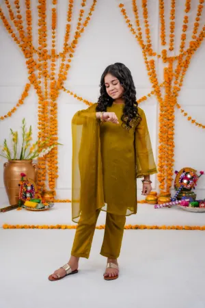 Graceful Charm: Kids Hand-Embellished Mehndi Ensemble