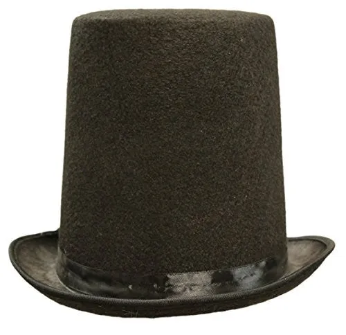 Honest Abe Lincoln Men's 8 Inch Black Felt Stovepipe Top Hat