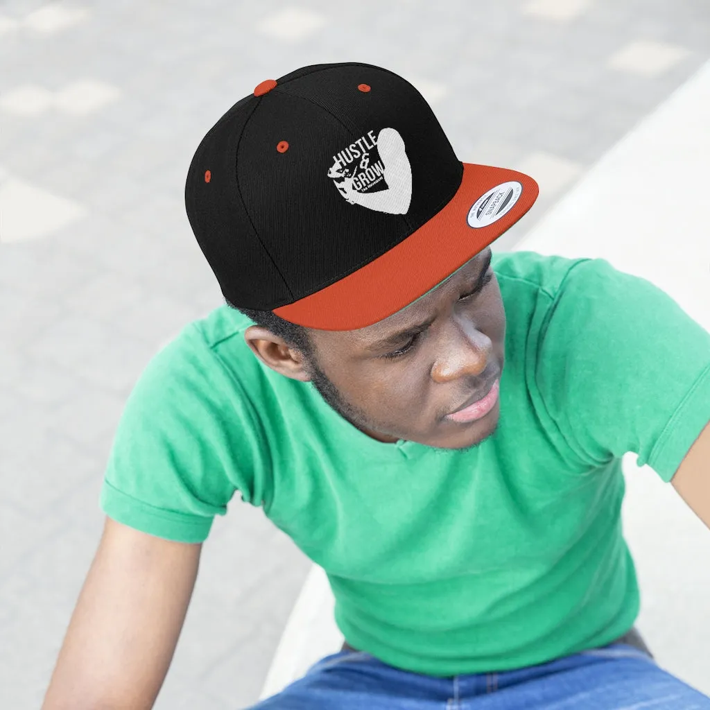 Hustle & Grow Flat Bill Hat (Black/Orange/White)