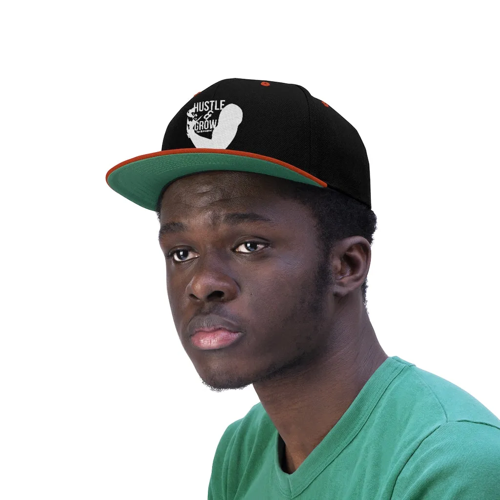 Hustle & Grow Flat Bill Hat (Black/Orange/White)