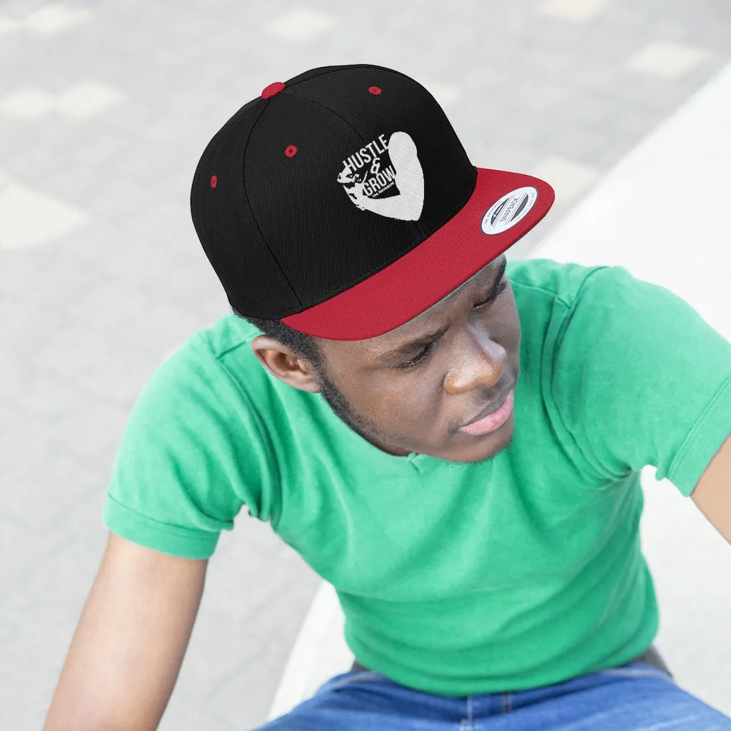 Hustle & Grow Flat Bill Hat (Black/Red/White)