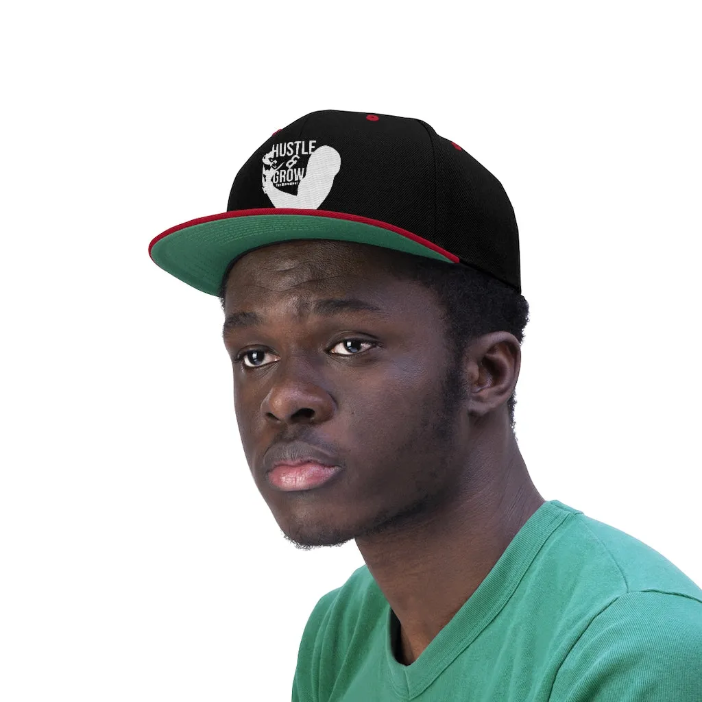 Hustle & Grow Flat Bill Hat (Black/Red/White)