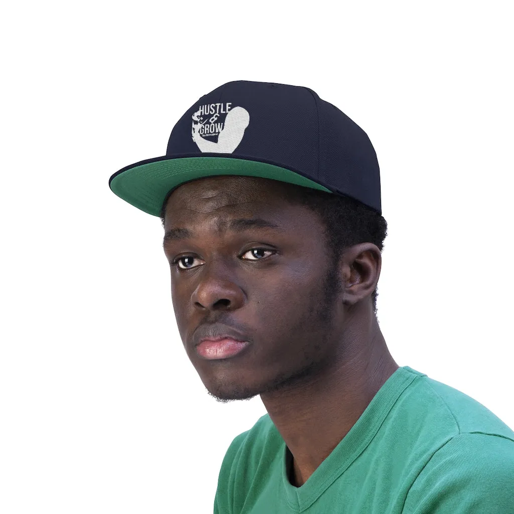 Hustle & Grow Flat Bill Hat (Navy/White)