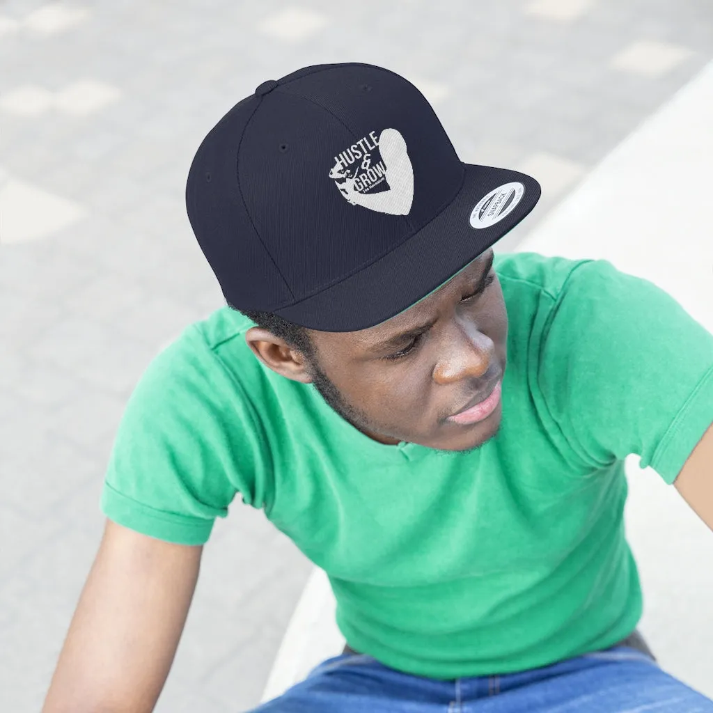 Hustle & Grow Flat Bill Hat (Navy/White)