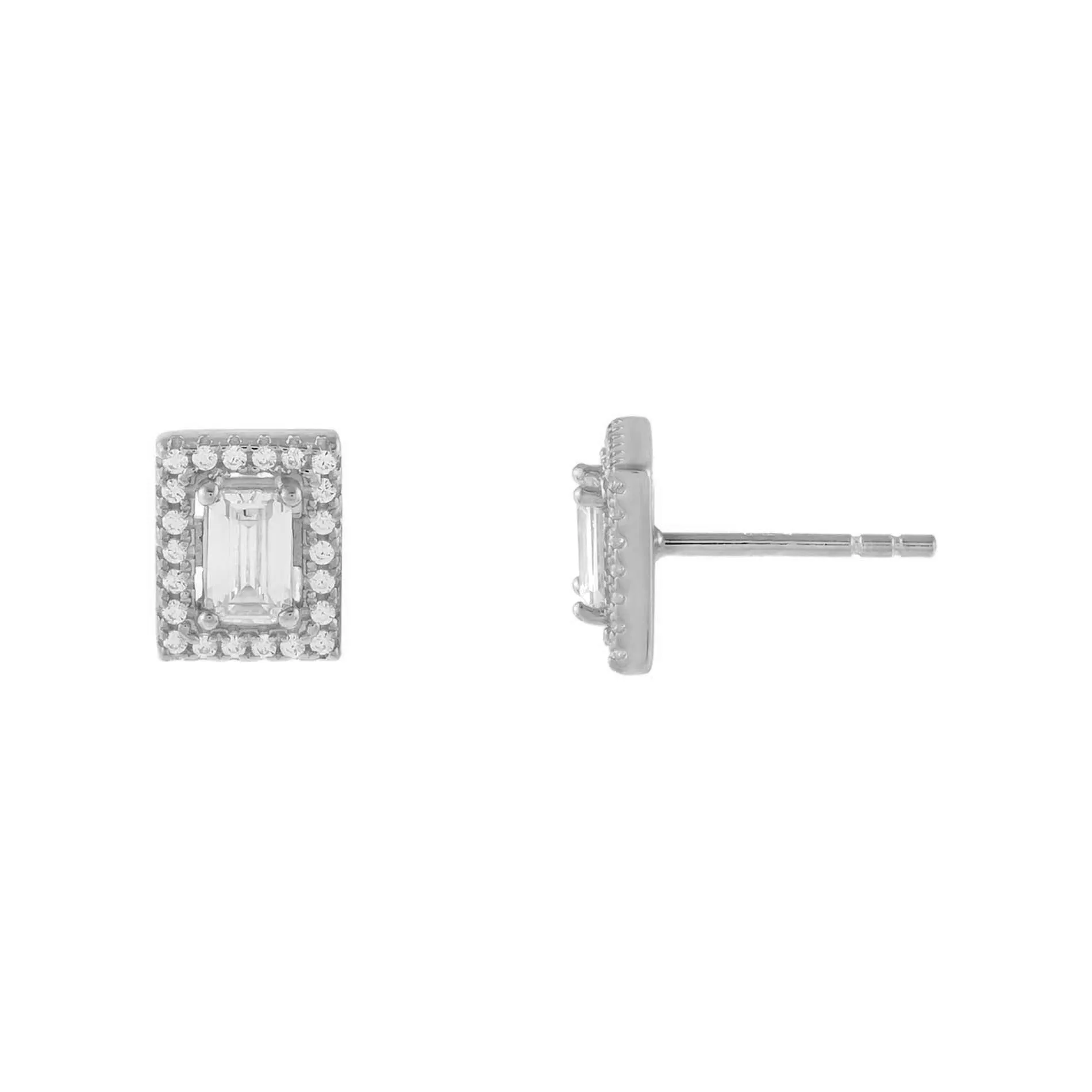 Illusion Baguette Stud Earring