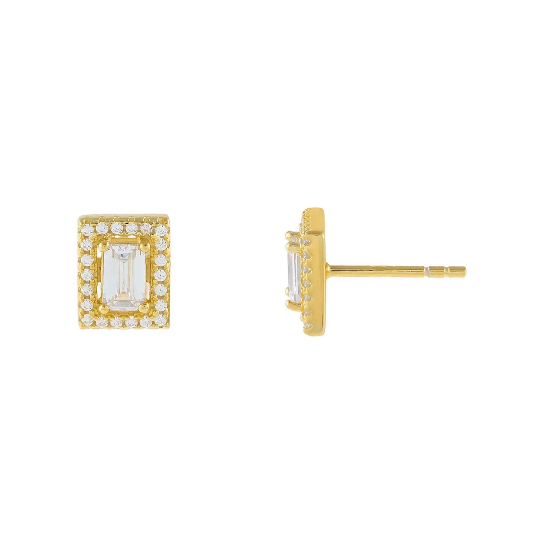 Illusion Baguette Stud Earring