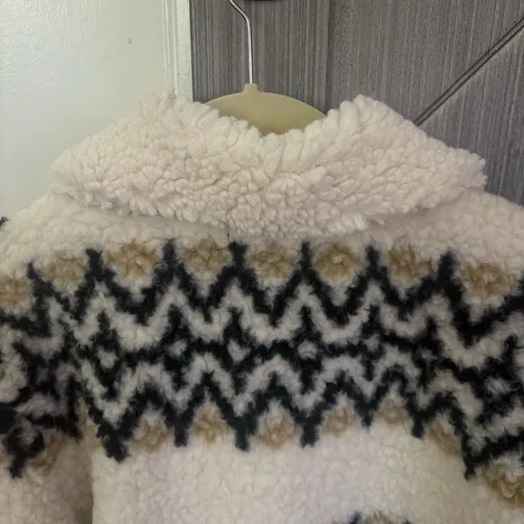 J. Crew Jacquard-print Sherpa half-zip fleece pullover Nordic Jacquard Medium