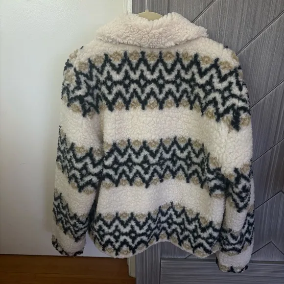 J. Crew Jacquard-print Sherpa half-zip fleece pullover Nordic Jacquard Medium