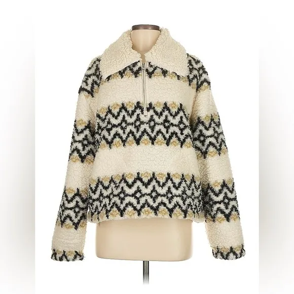 J. Crew Jacquard-print Sherpa half-zip fleece pullover Nordic Jacquard Medium