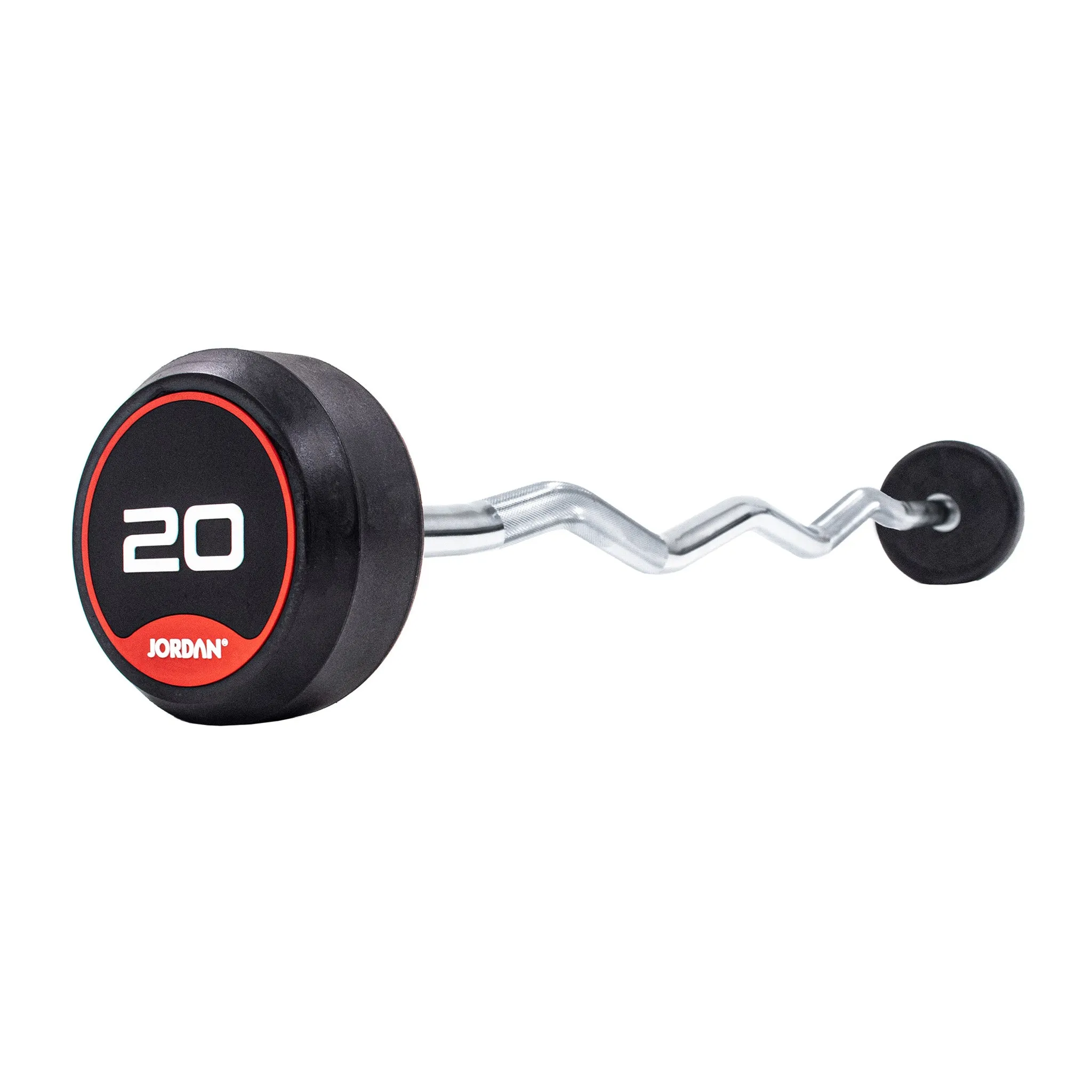 JORDAN® Rubber Barbells - Curl Bar (Red)