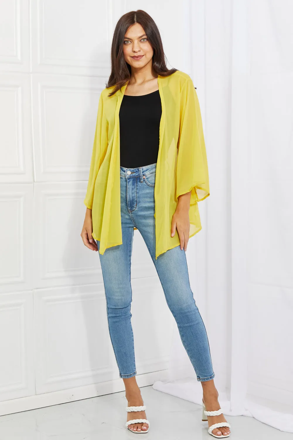 Just Breathe Chiffon Kimono in Yellow