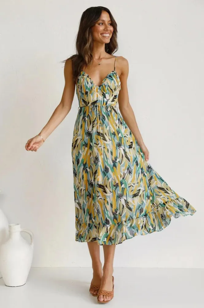 Kaye | Fashionable midi dress in vibrant colors for women