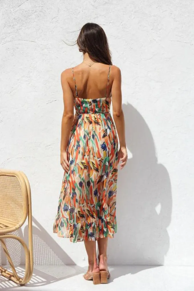 Kaye | Fashionable midi dress in vibrant colors for women