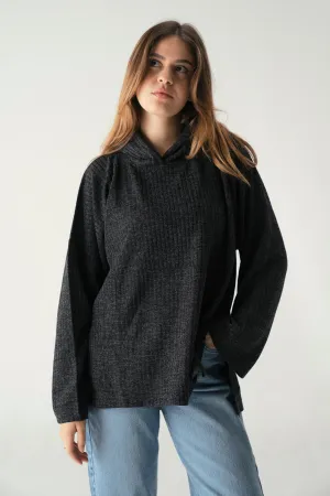 Knit Hoodie Dark Black