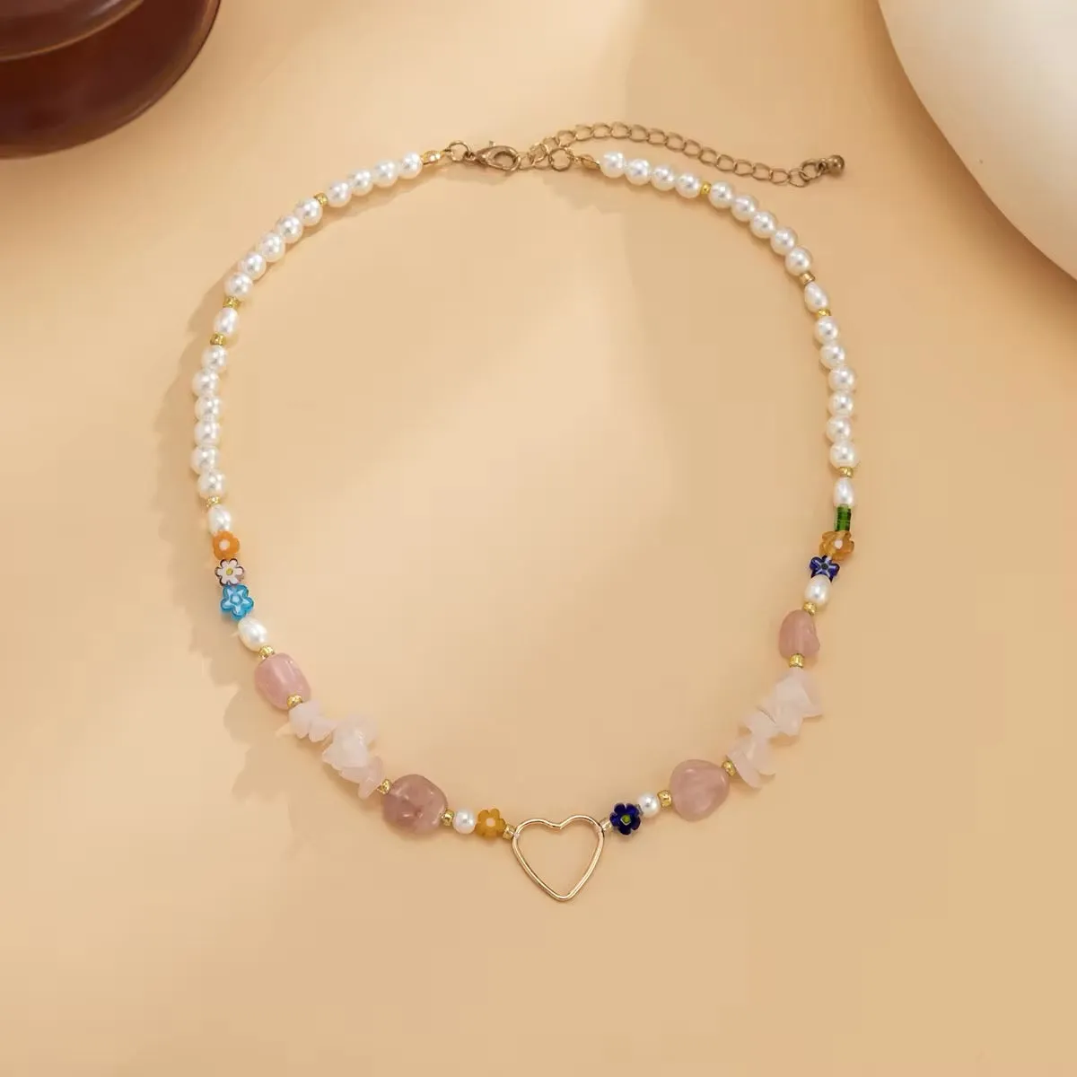 Korean Minimalist Heart Irregular Stone Necklace