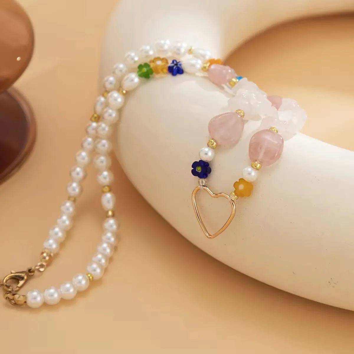 Korean Minimalist Heart Irregular Stone Necklace
