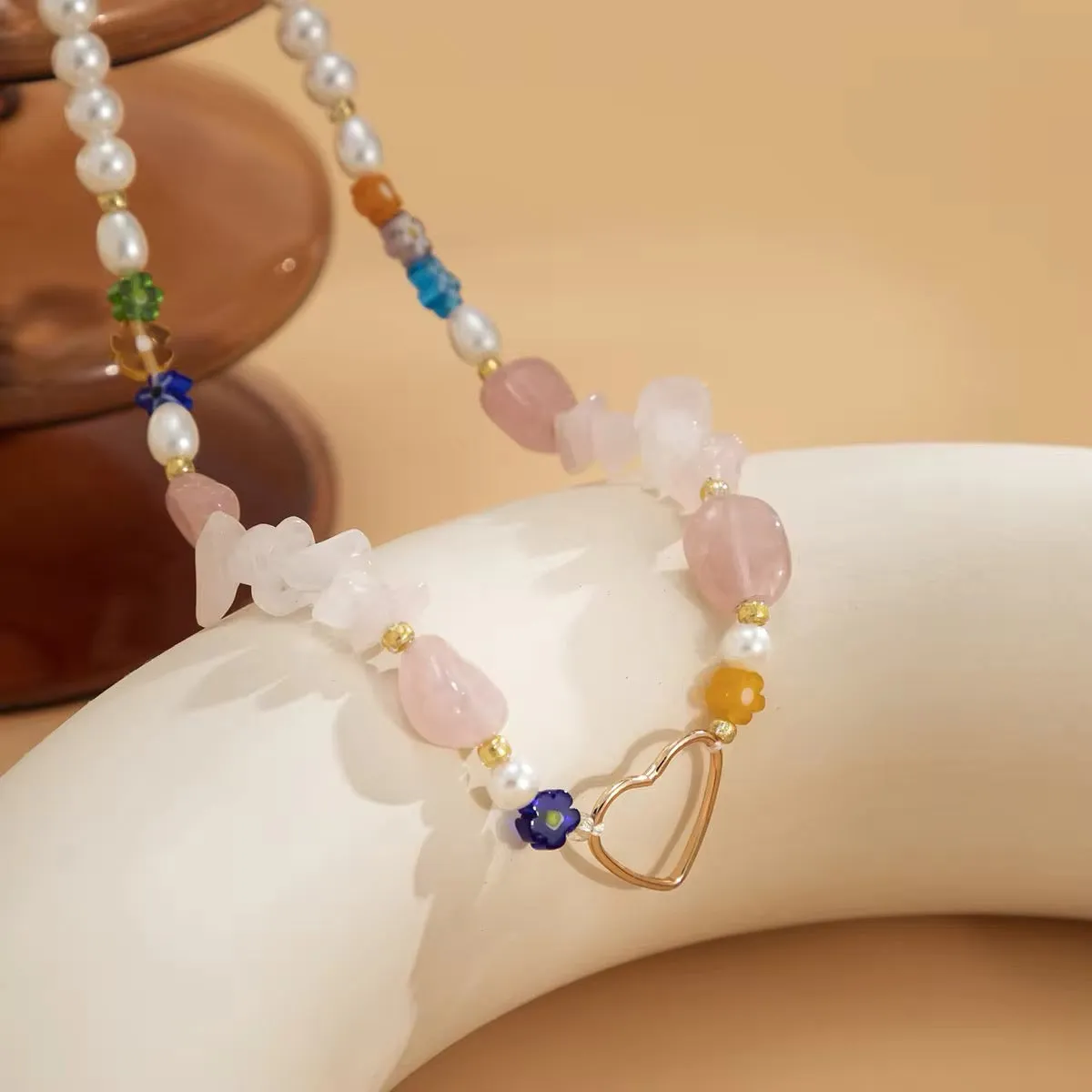 Korean Minimalist Heart Irregular Stone Necklace