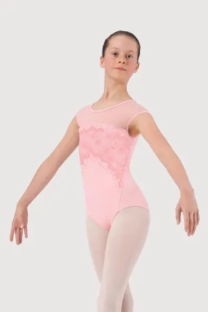 L59202G - Bloch Printed Lace Bow Back Girls Cap Sleeve Leotard
