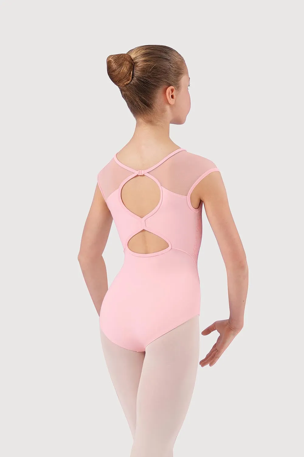 L59202G - Bloch Printed Lace Bow Back Girls Cap Sleeve Leotard