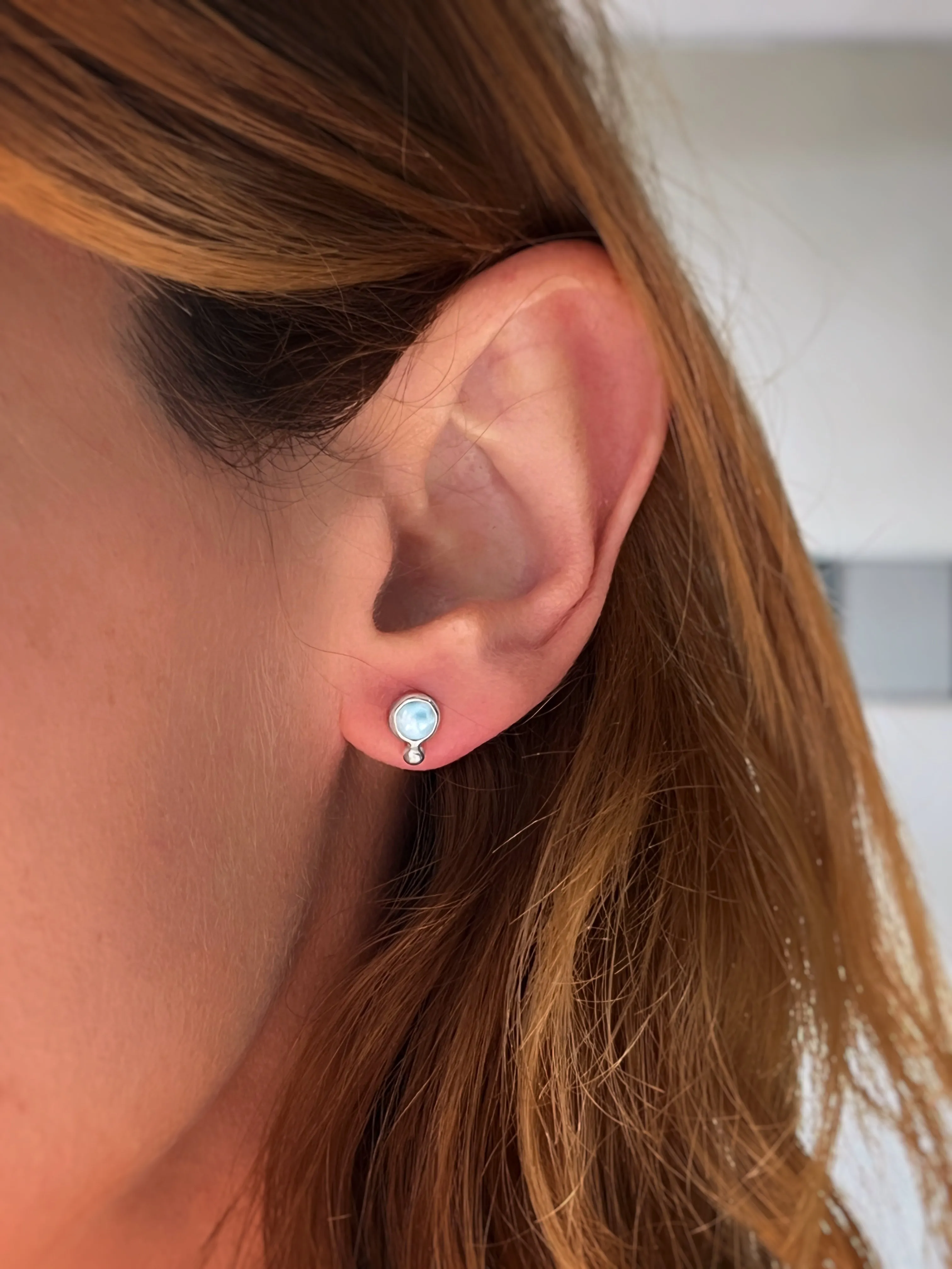Larimar stud earrings in silver