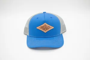 Leather Patch Trucker Hat - Cobalt Blue