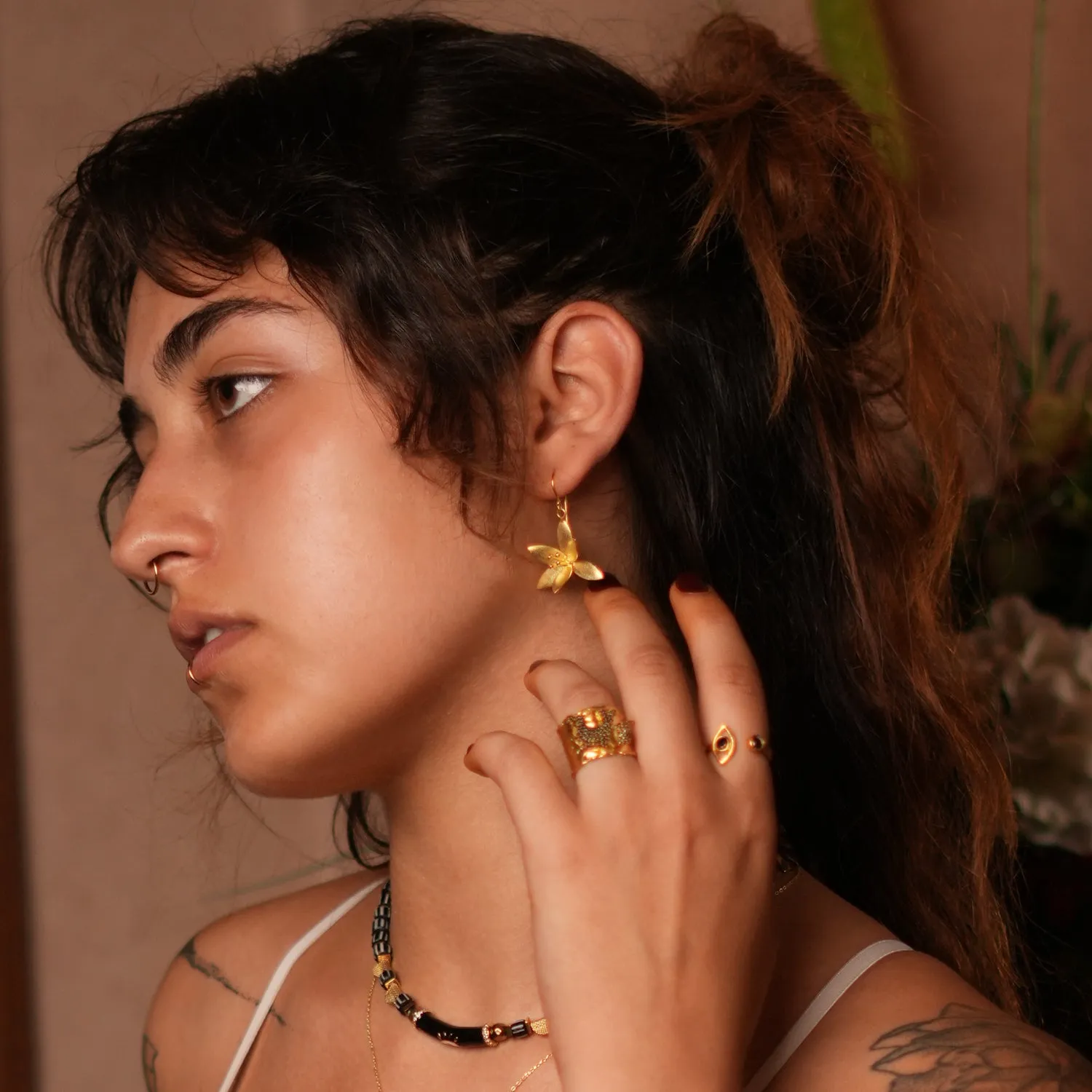 Lotus Blossom Gold Vermeil Earrings