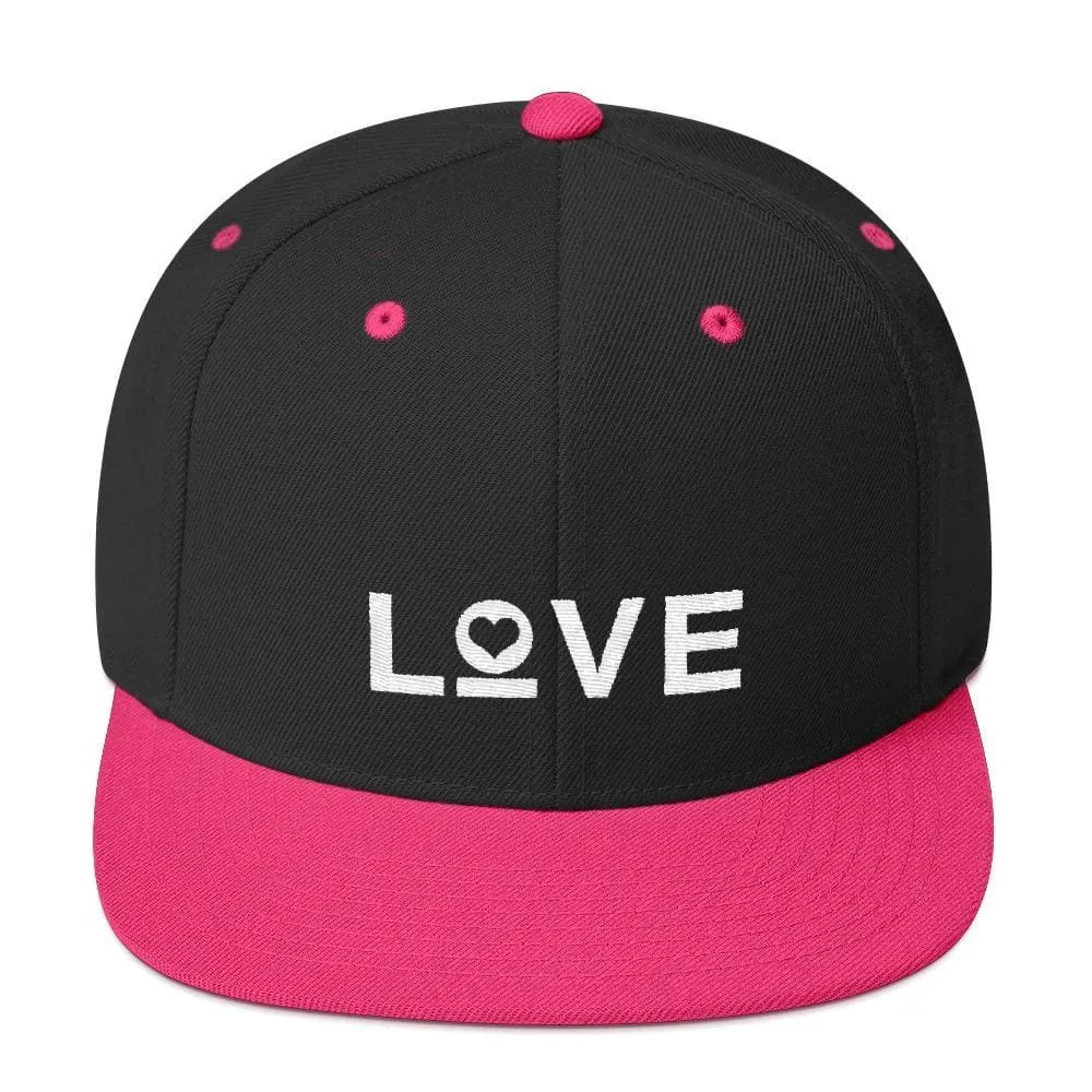 Love Snapback Hat with Flat Brim