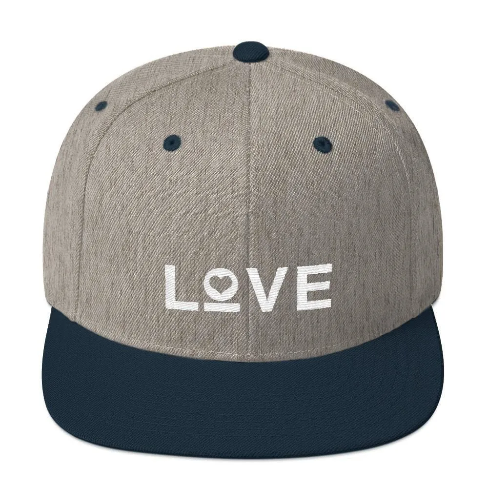 Love Snapback Hat with Flat Brim