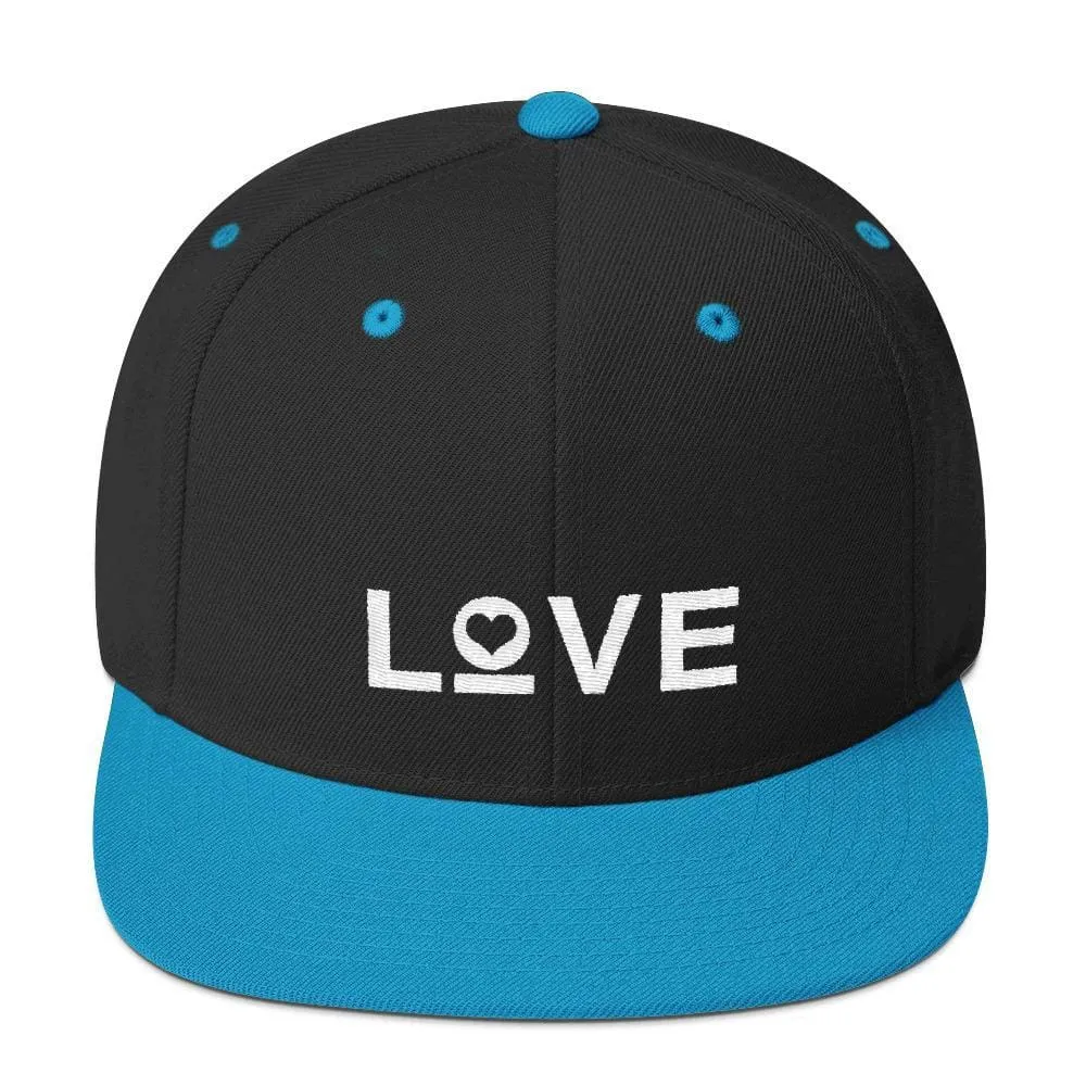 Love Snapback Hat with Flat Brim