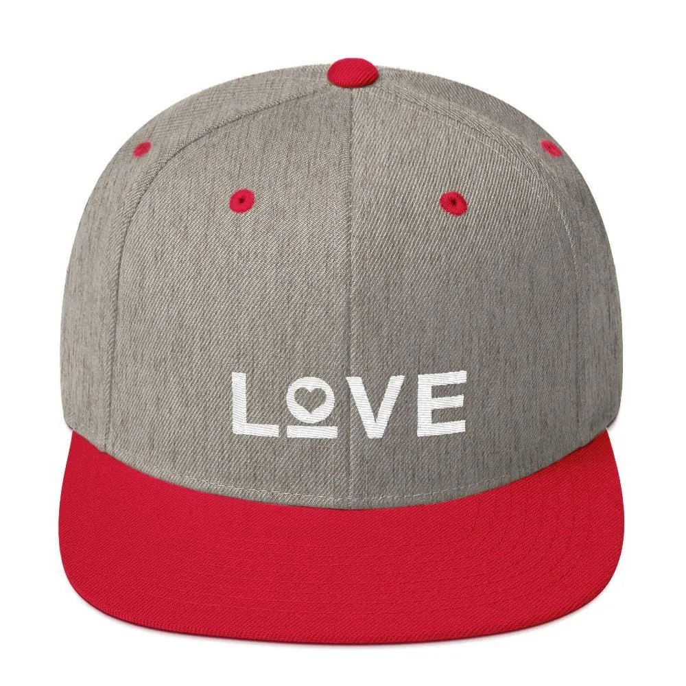 Love Snapback Hat with Flat Brim