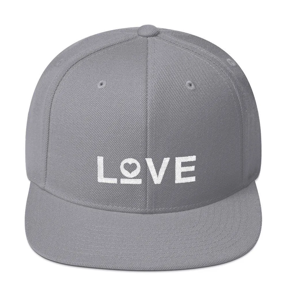 Love Snapback Hat with Flat Brim