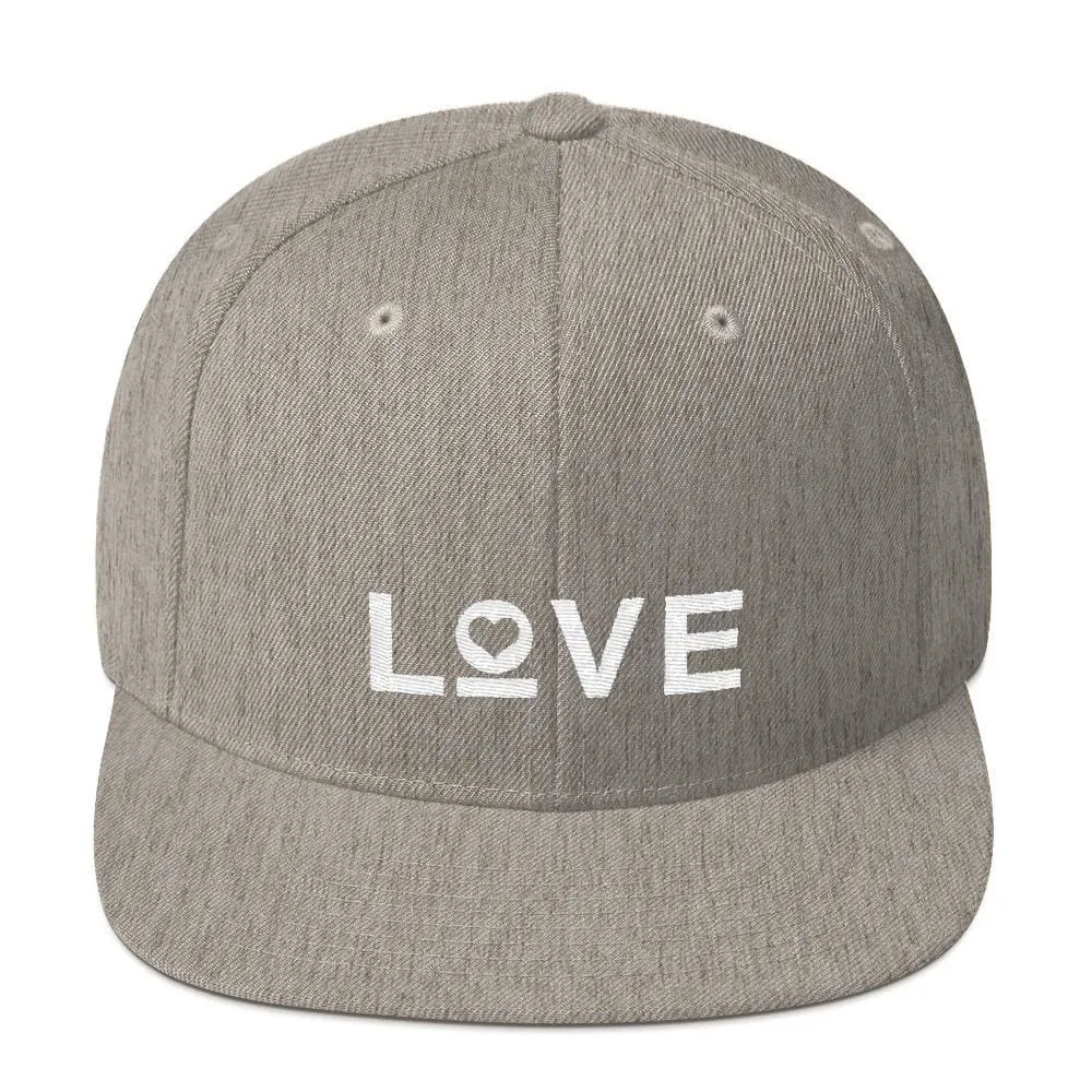 Love Snapback Hat with Flat Brim