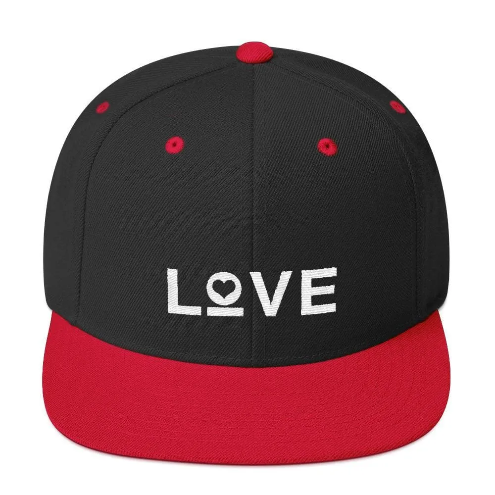 Love Snapback Hat with Flat Brim