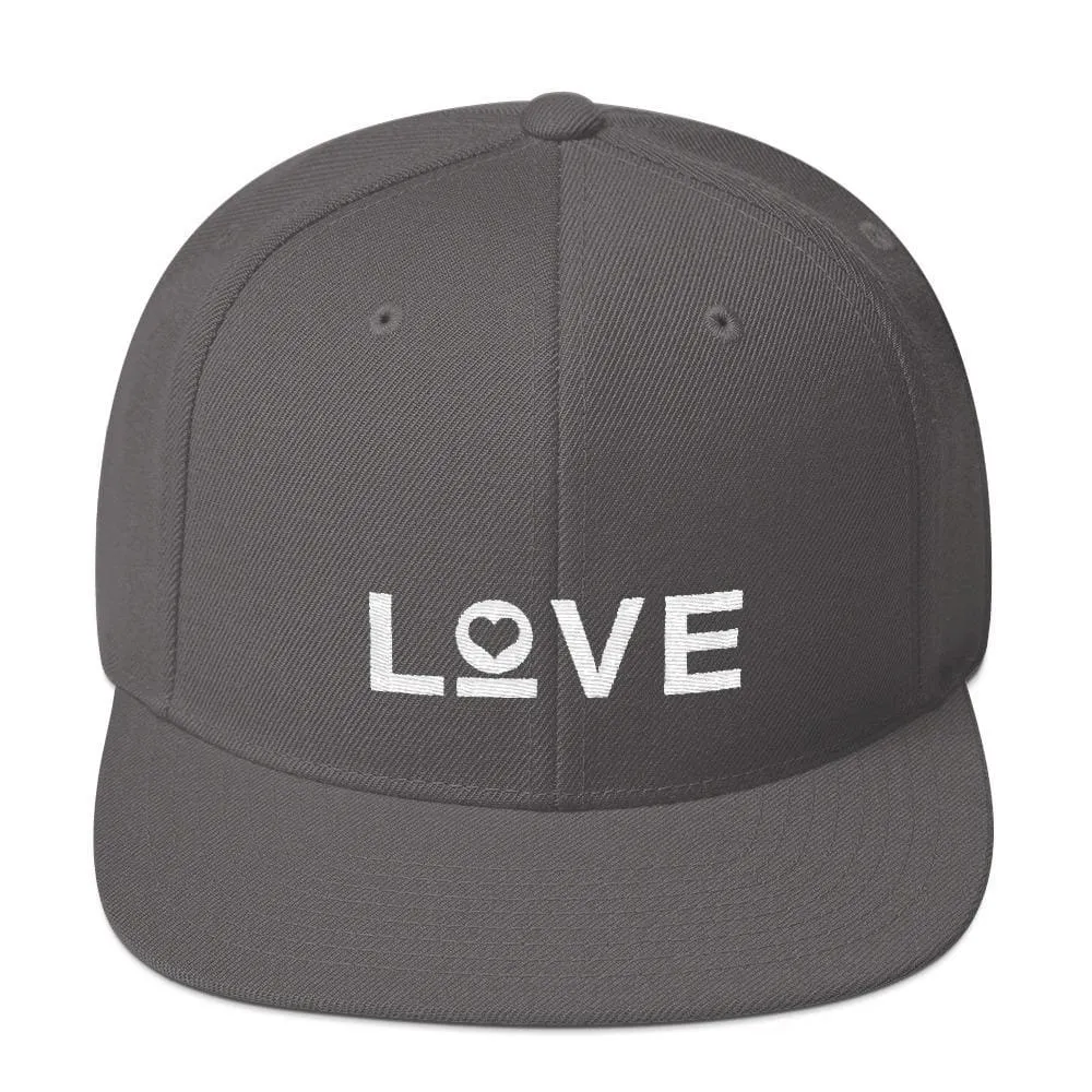 Love Snapback Hat with Flat Brim