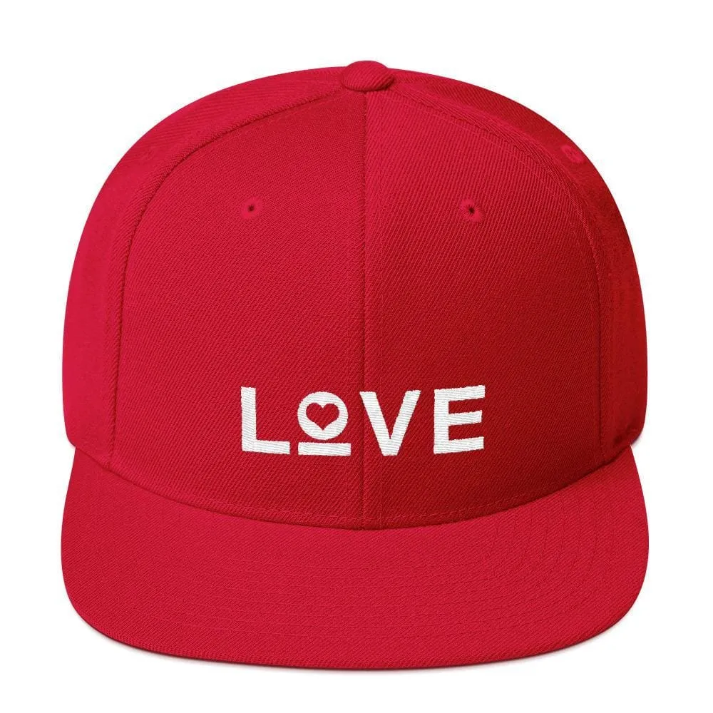 Love Snapback Hat with Flat Brim
