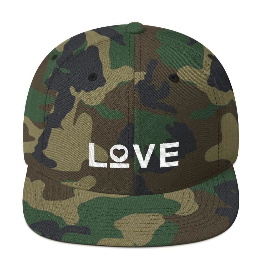 Love Snapback Hat with Flat Brim