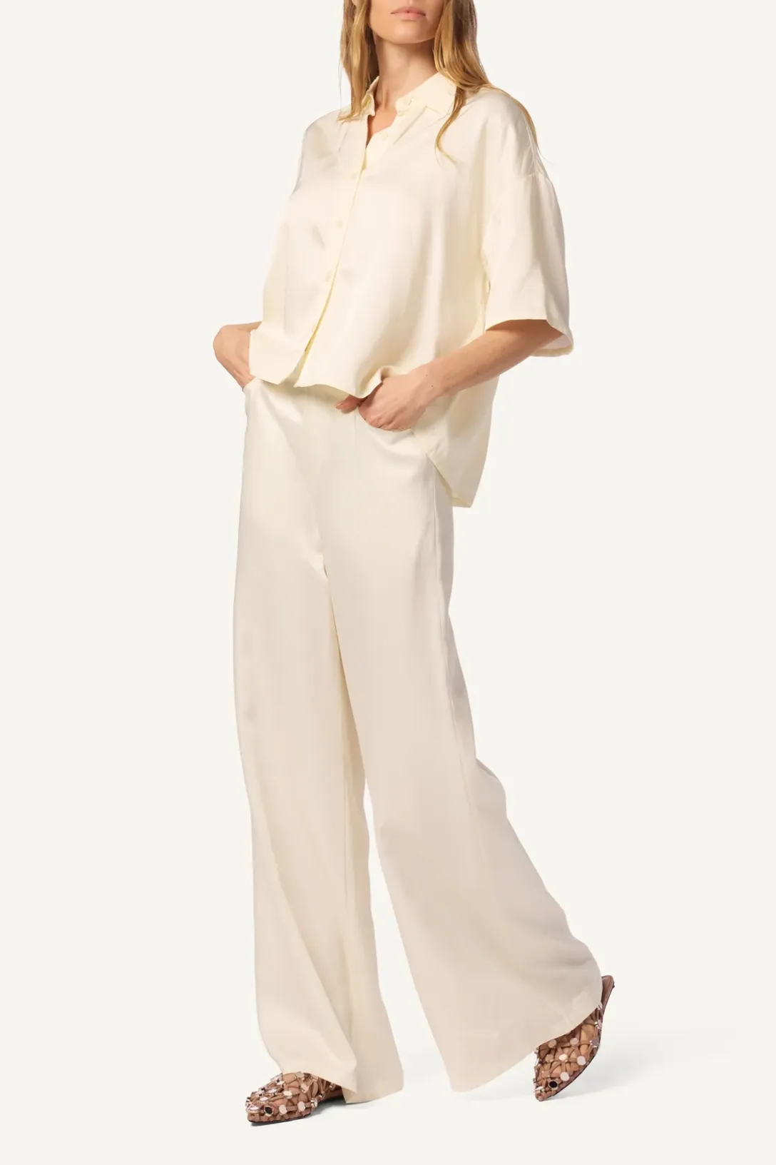Lucy Relaxed Collared Button Up | Gardenia