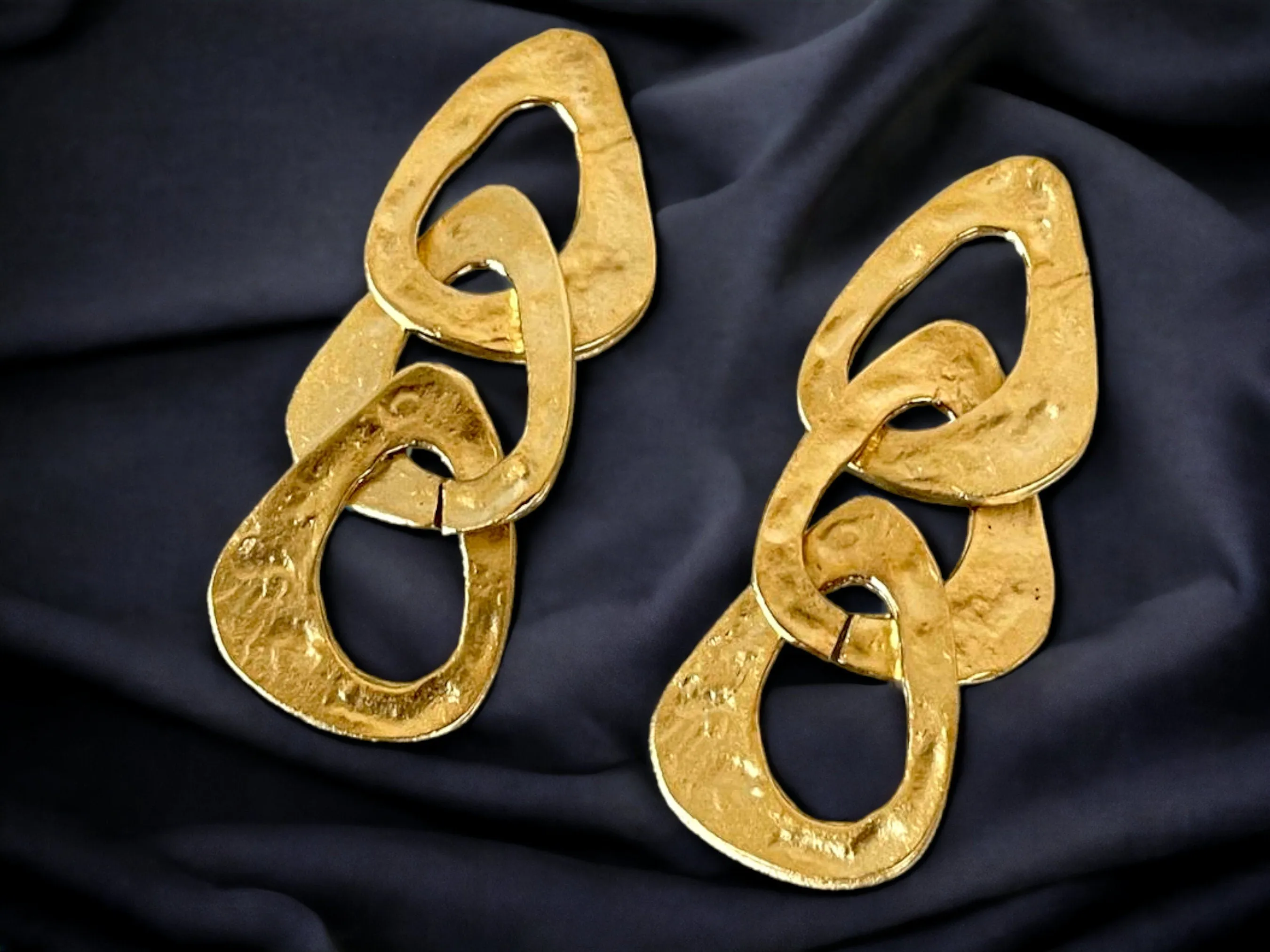 Matte Gold Geometric Drop Earrings - Minimalist Chunky Statement Jewelry