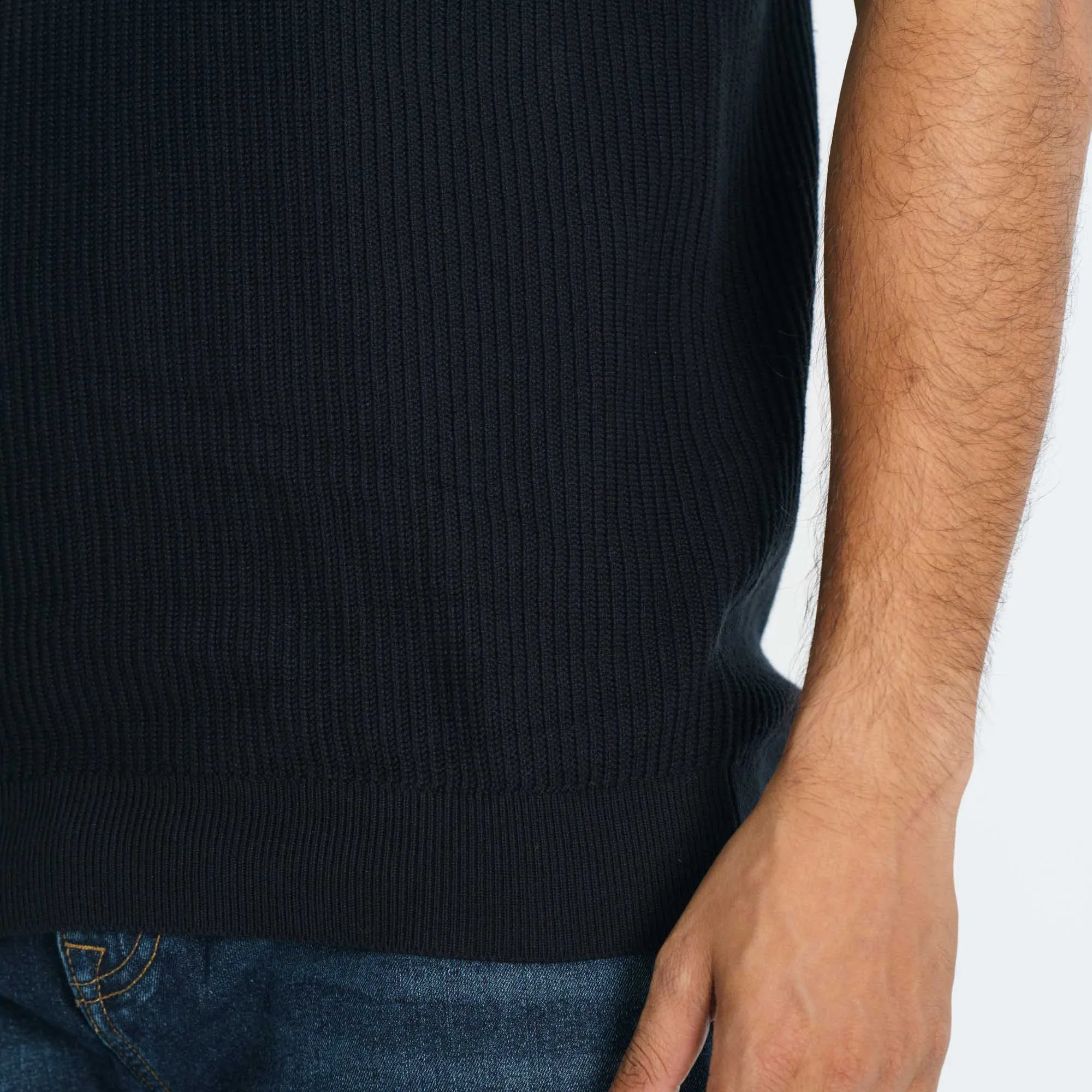 Mens Black Sweater Polo