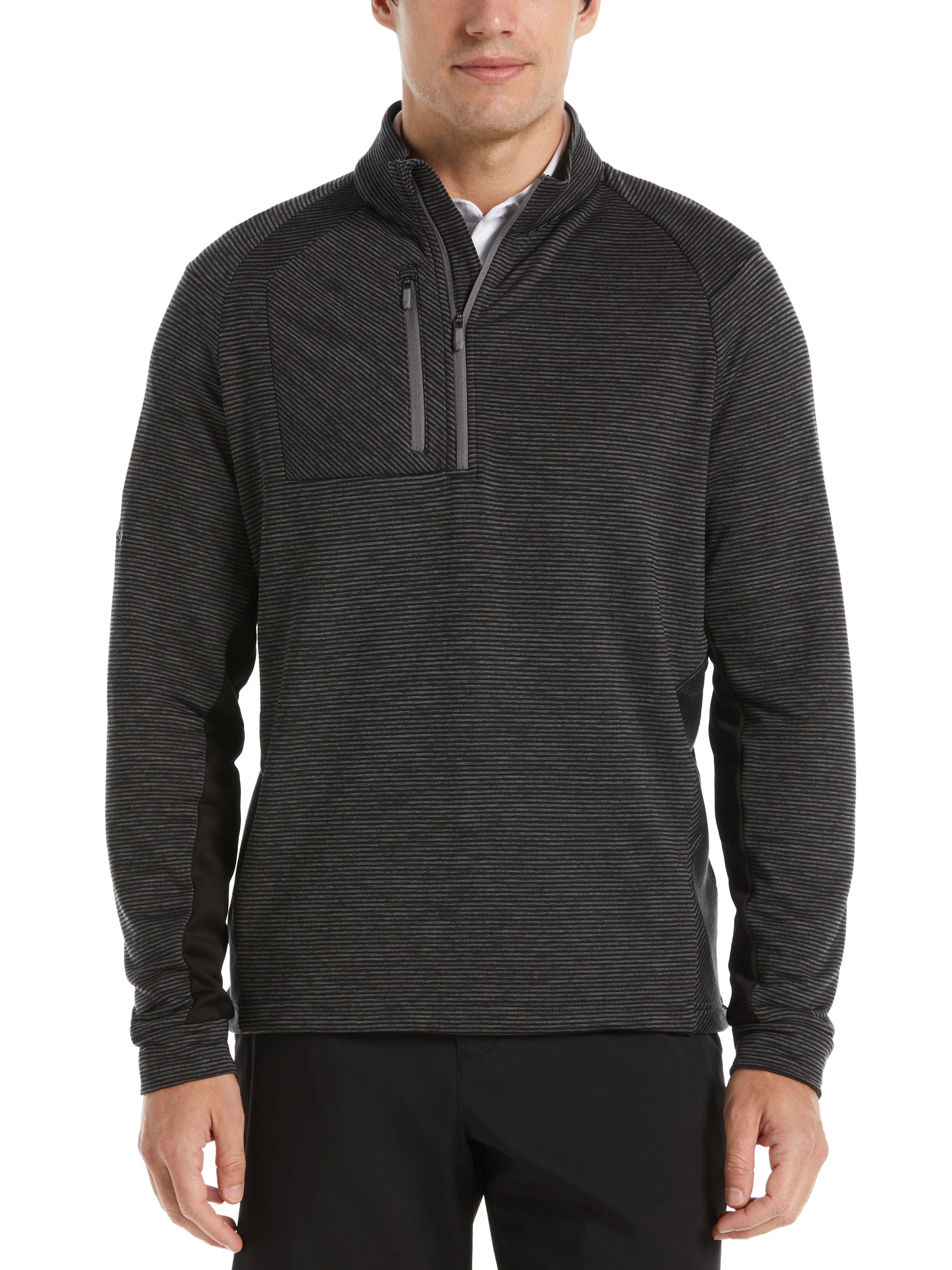 Mens Eco Heather Stripe Fleece 1/4 Zip Golf Pullover