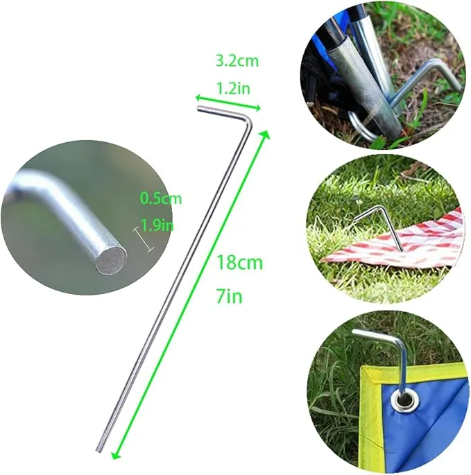 Metal Stake, 9.8-inch Heavy-Duty Luminous Tent Camping pop-up Tent Stake, Spiral Stake, Screw in Tent Stake, Suitable for Camping Tents, shelter Tents, Canopy Tents, Garden Terrace Tents
